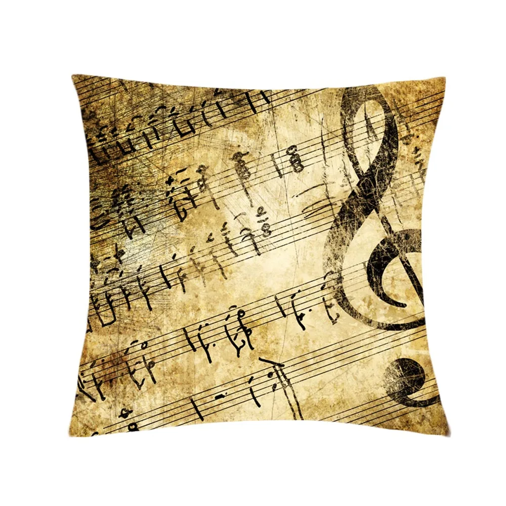 Funda de almohada con notas musicales para decoración del hogar, funda de almohada moderna para sofá y cama, 40x40 Cm