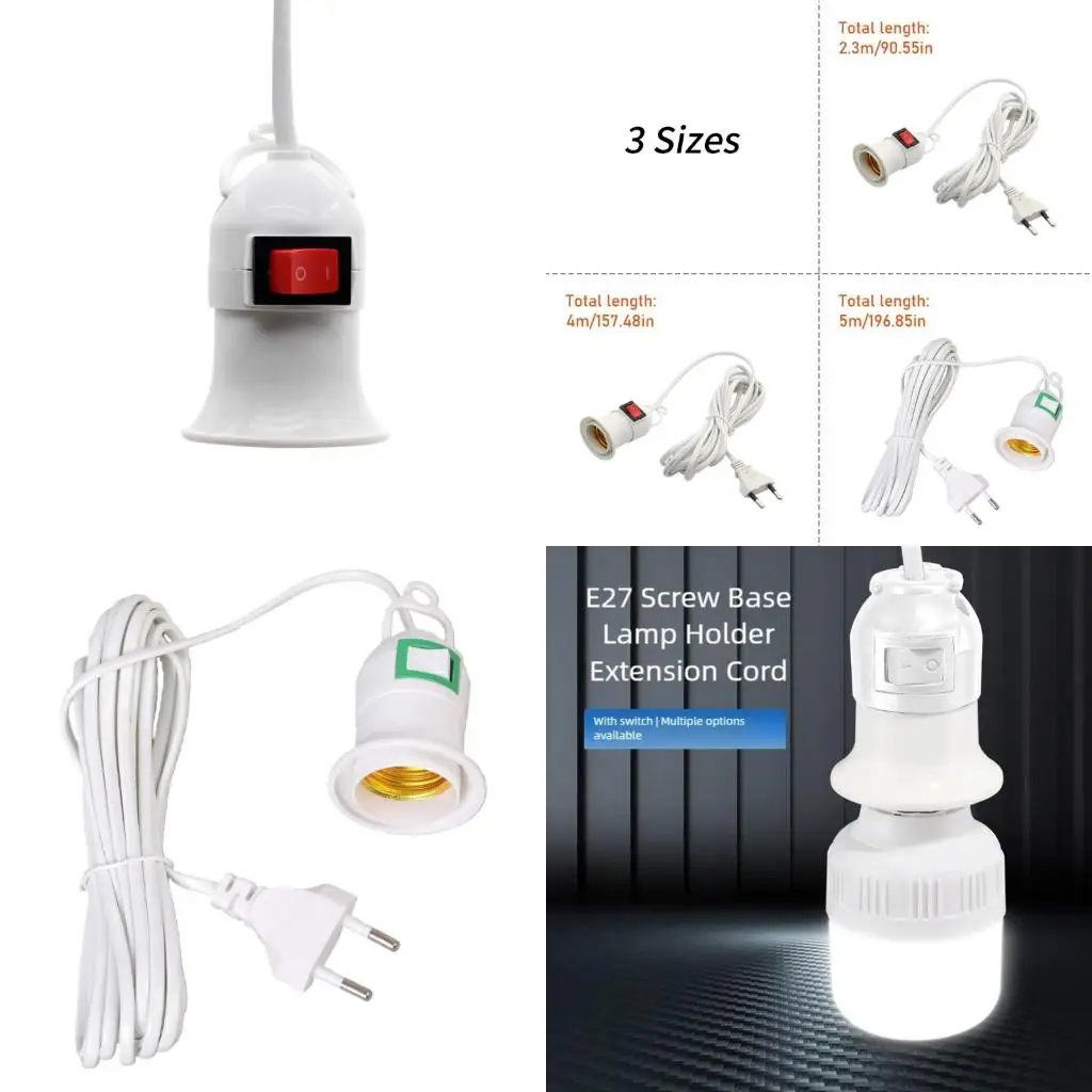 

Hanging E27 Bulb Socket with On/Off Switches Light Socket Bulb Base Hanging Indoor Plant Light Holder for Desk high quality