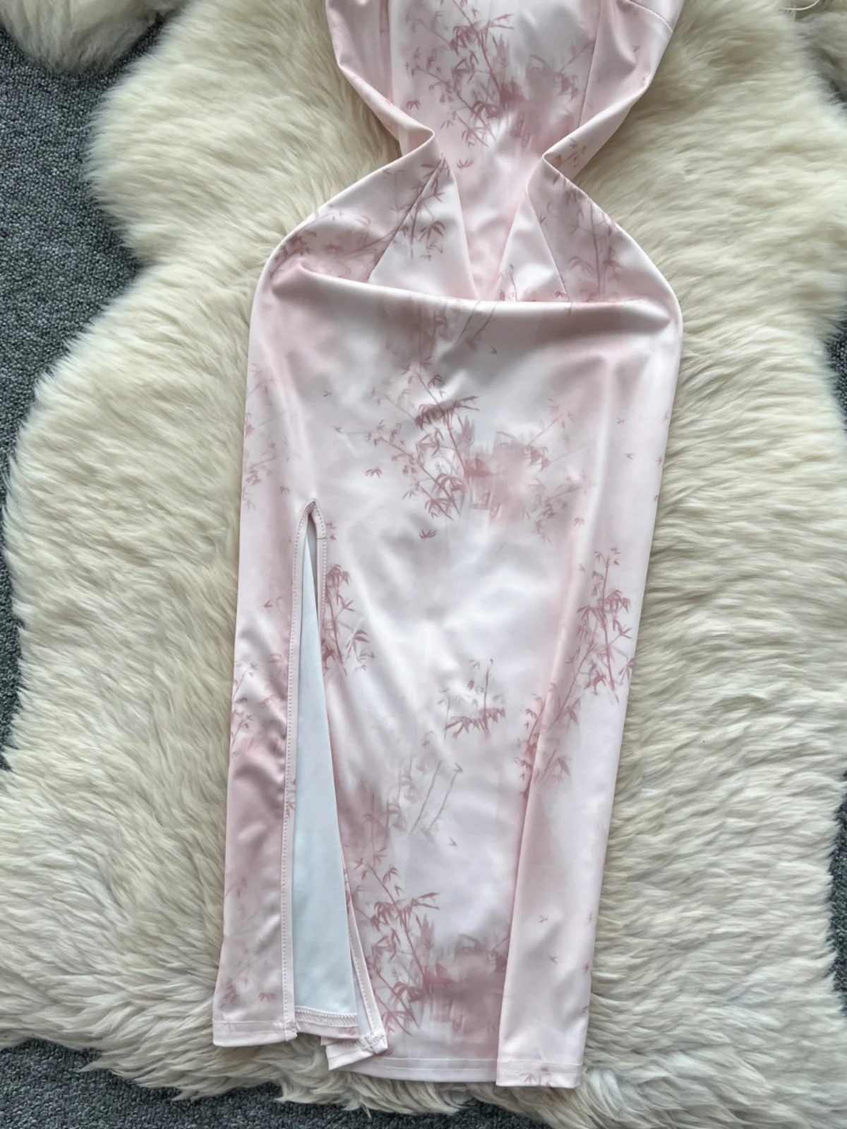 Ele Retro Chinesisches Design Dr Damen Svel Bedrucktes A-Linien-Midi-Kleid mit hoher Taille und Schlitzen Pendeln Koreanisches Sle