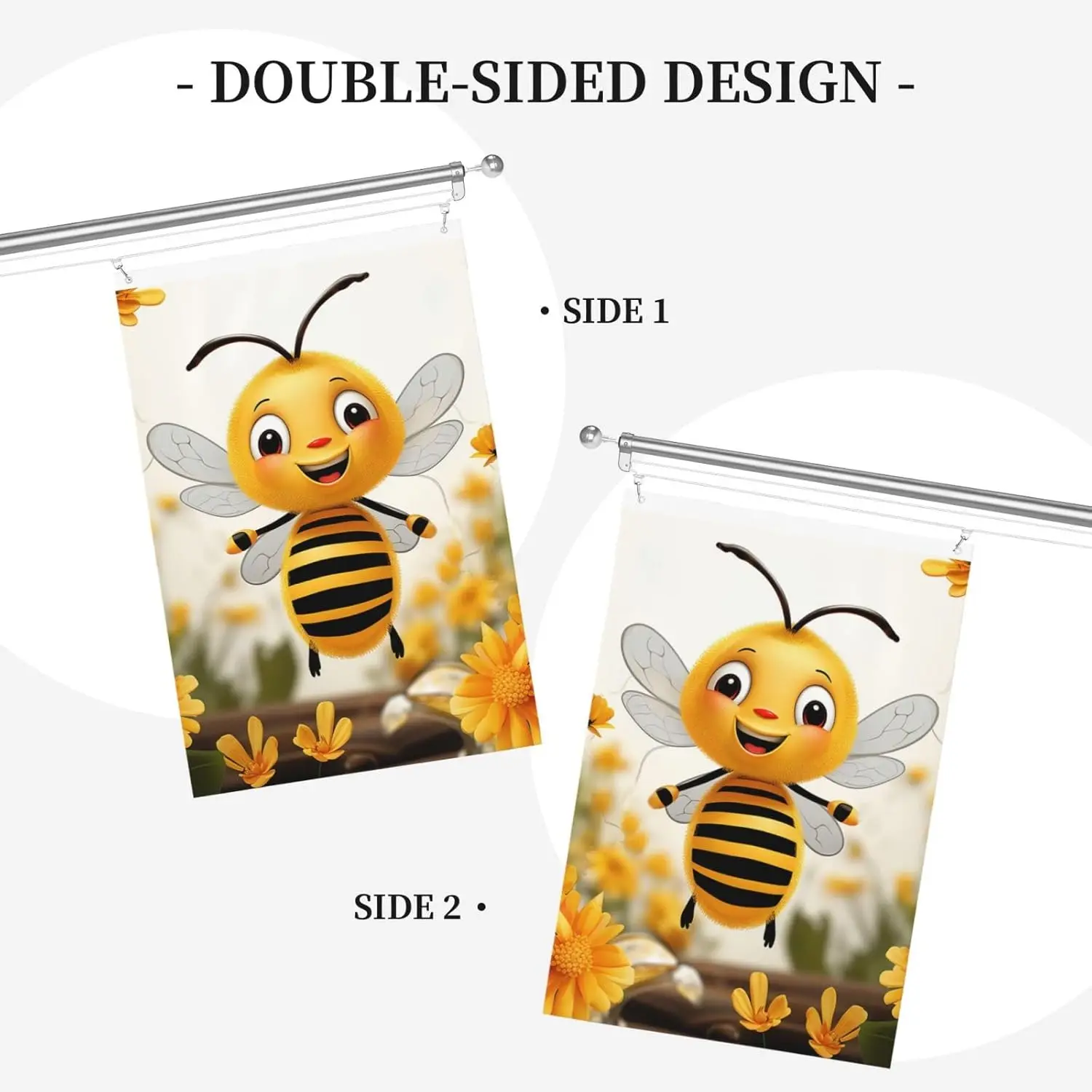 Cute Bees Daisy Flower Flag 2x3 Ft Spring Summer Autumn Winter Garden Flag Double Sided Holiday Banner with Grommets Indoor  hhz