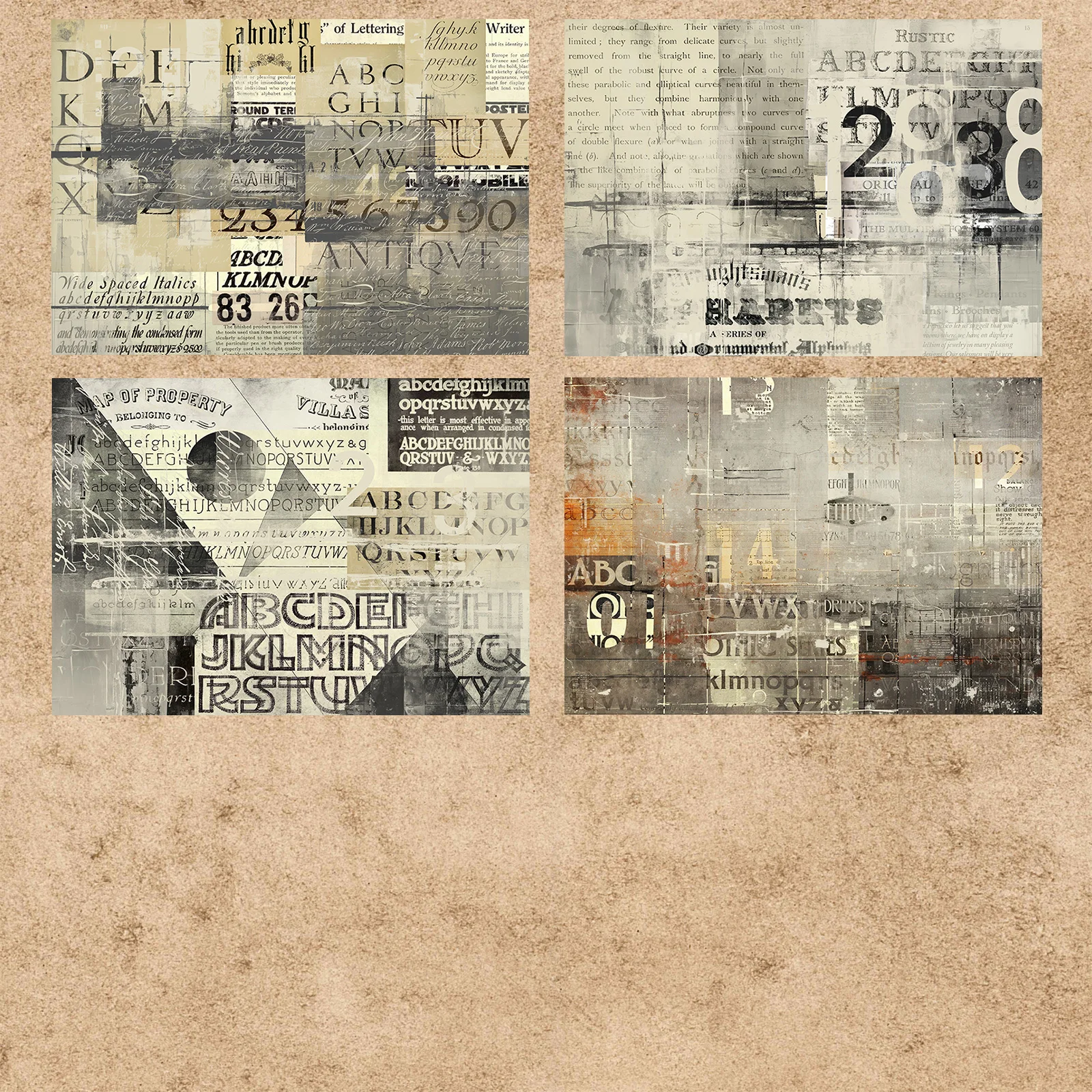 16 ورقة مقاس A5 الحروف الإنجليزية الرجعية والصحف والإيصالات خلفية مجلة الجرونج خمر التخطيط سكرابوكينغ #2