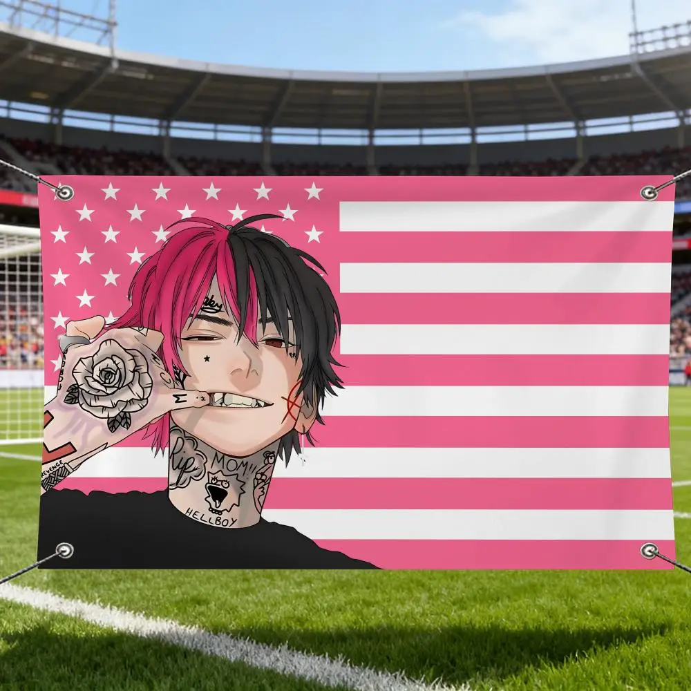 Rapper L-Lil Peep Flags Outdoor Garden Flag Banner Decorative Yard for Home Patio Lawn Seasonal Holiday Party