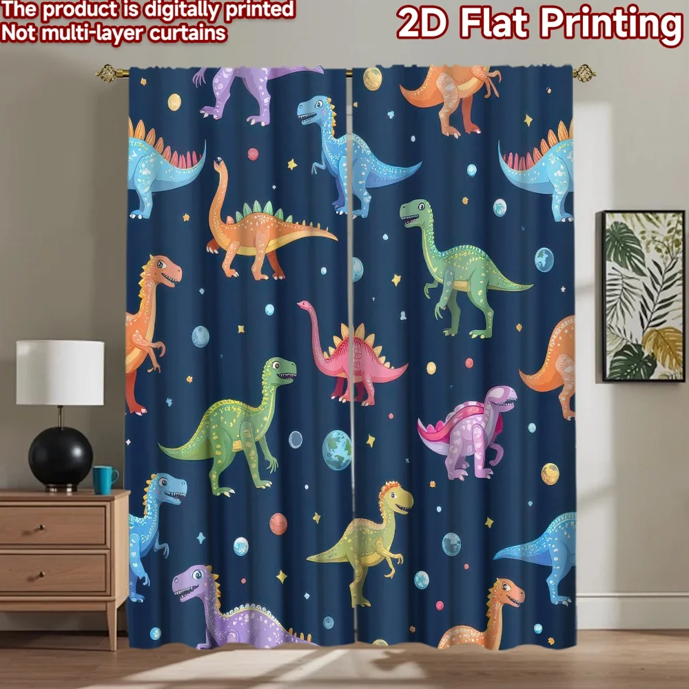 

1pc 2D flat Photography Backdrop Background cloth Colorful Dinosaurs and Planets 100% Polyester Party Decorations Perfect for