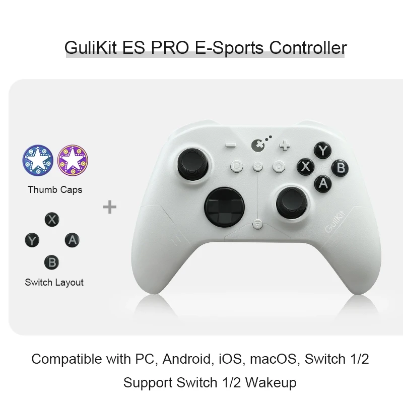 GuliKit ES Pro E-Sports Draadloze Gamepad voor Nintendo Switch 1/2 - TMR Joystick Compatibel met PC Windows Android iOS MacOS