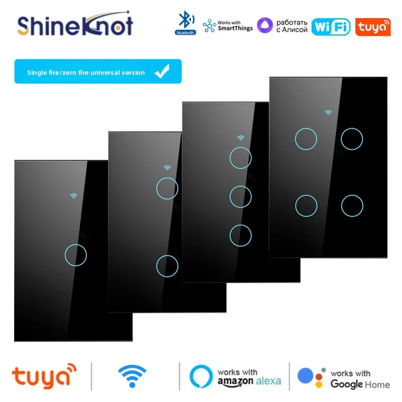 Shineknot Smart Life Tuya WiFi AU/US Standard Smart Switch Alexa Voice Control Single Fire Zero Fire Universal Version