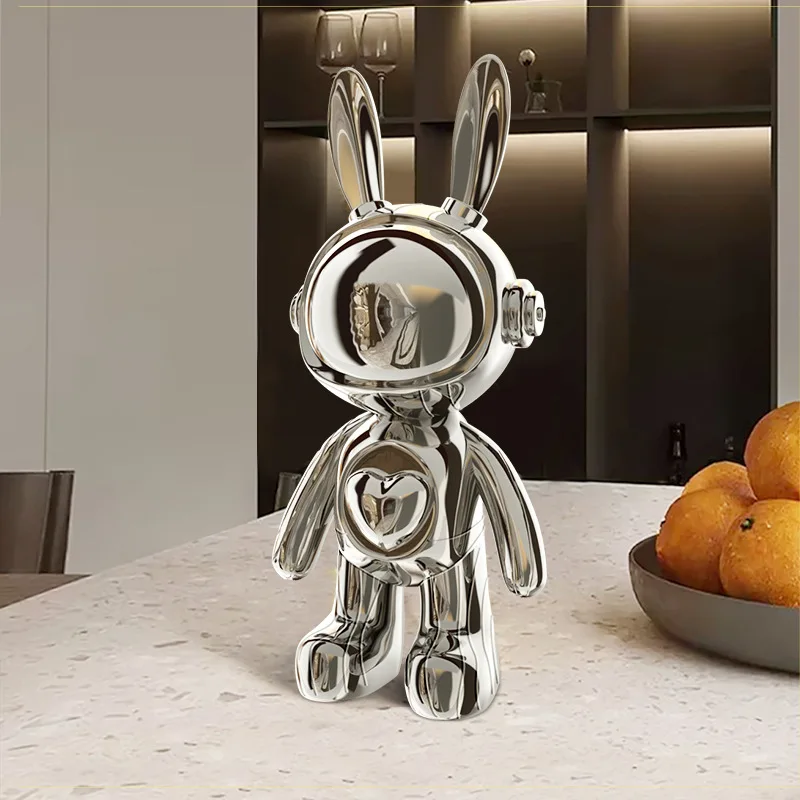 Silver glitter 30CM love rabbit jewelry, living room wine cabinet decoration, luxury office desk decoration