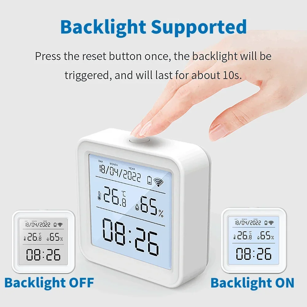 Tuya termometer dalam ruangan, Sensor kelembapan suhu WIFI, higrometer kehidupan pintar kendali jarak jauh mendukung Alexa Google rumah