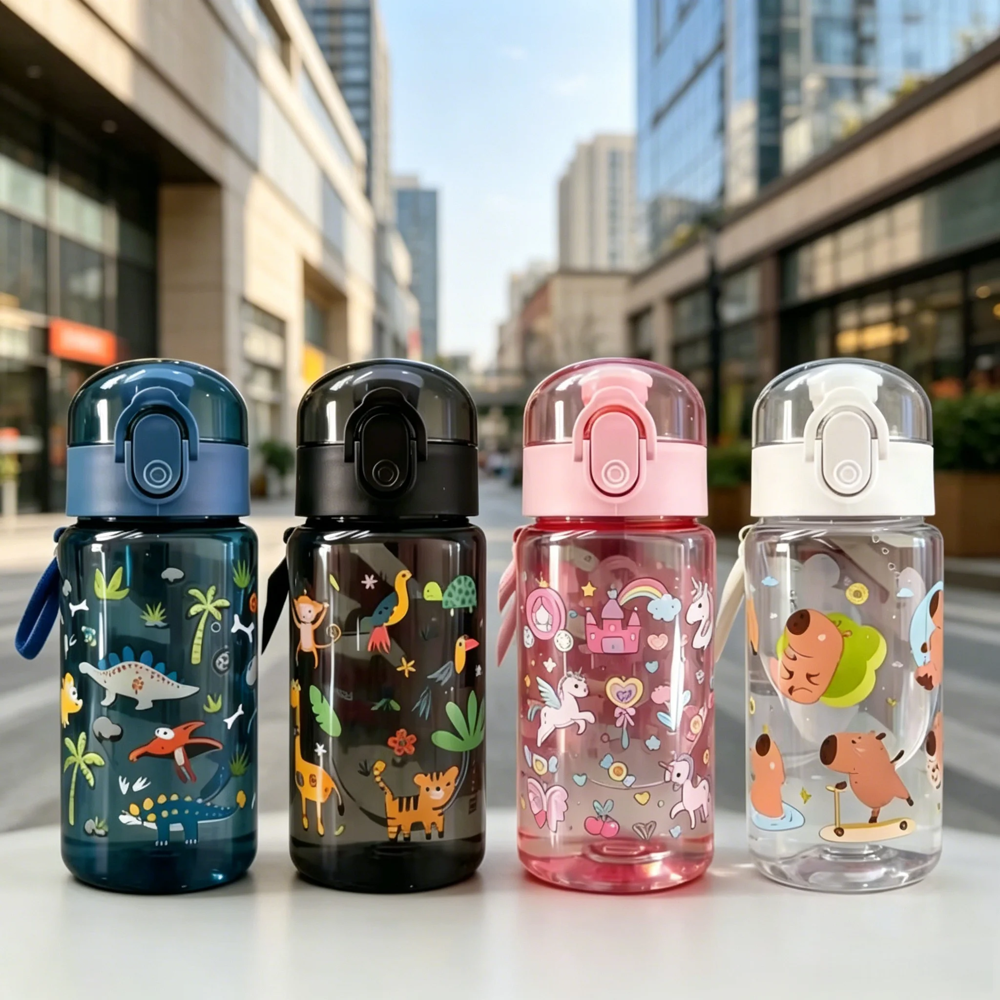 Trendy Cartoon Animal Print Water Cup, Light Leak-Proof Reusable Bottle, Compact Portable for School Travel Perfect Present