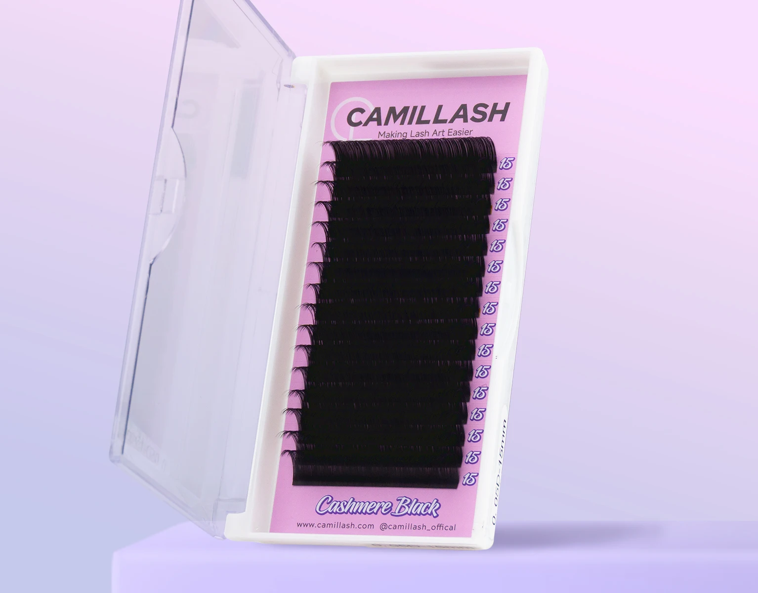 Camillash 16rows Cashmere Matte Black individual Eyelash Extension 1Trays 8-15MIX Volume Lash Extension