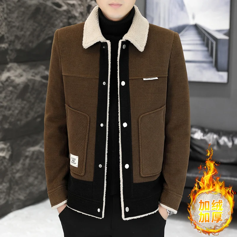 

High Quality Winter Integrated Plush wool blends Jacket Men Fashion Slim Fit Casual Trench Coat Office Social Business Overcoat