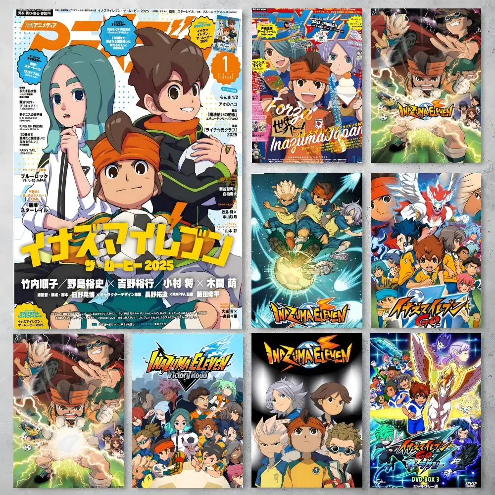 Anime Inazuma Eleven Poster Self-adhesive Art Waterproof Paper Sticker Coffee House Bar Room Wall Decor