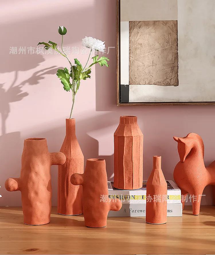 Creative Cactus Ceramic Vase Simulated Cactus with Polka Dots Flower Vase Floral Flowerpot Room Decoration Accessories