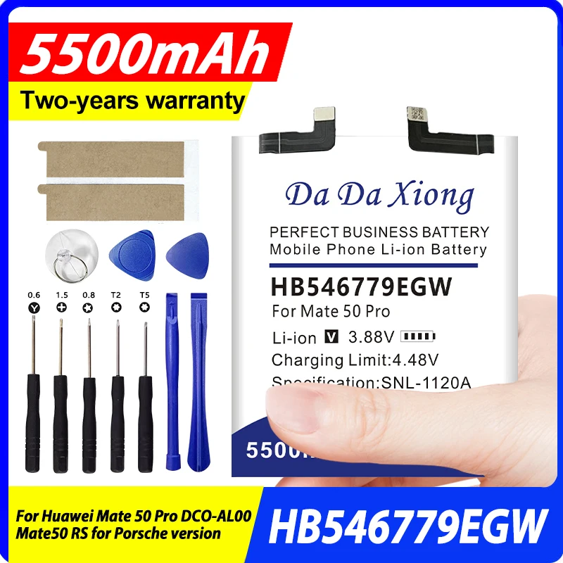 

DaDaXiong 100% New HB546779EGW 5500Mah Replacement Battery For Huawei Mate 50 Pro DCO-AL00 Mate50 RS for Porsche version + Tools