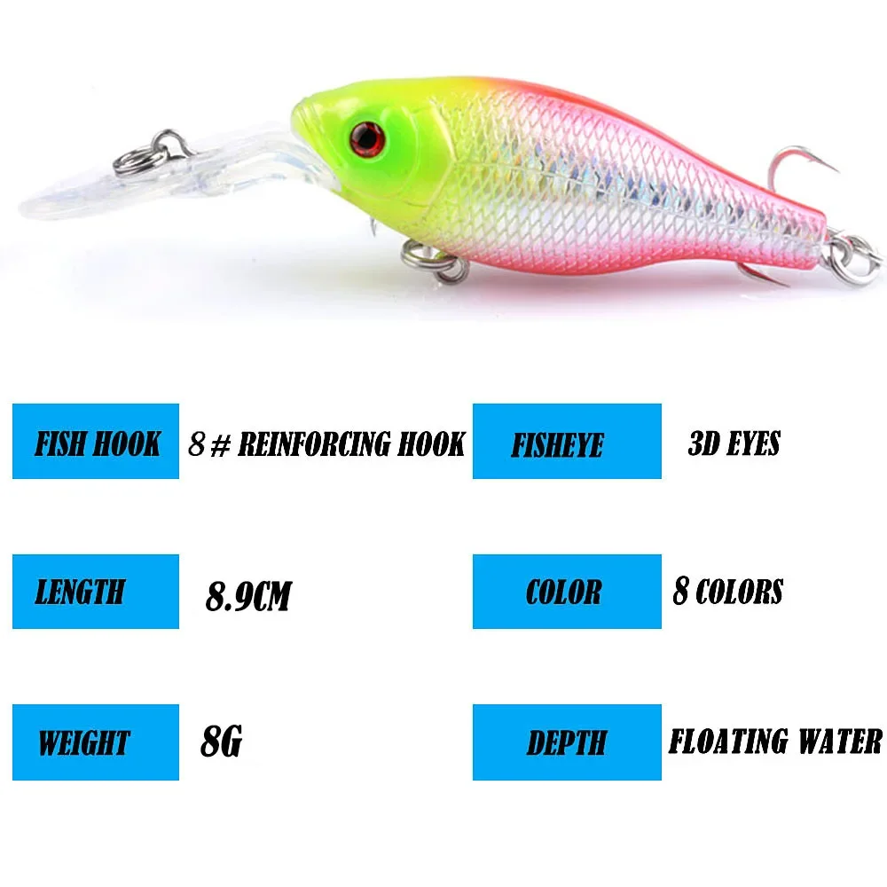 New Long Tongue Mouth Road Ya Bait Rock Little Fat Man 8.9CM/8G Laser Road Ya Fake Bait Fishing Gear Factory