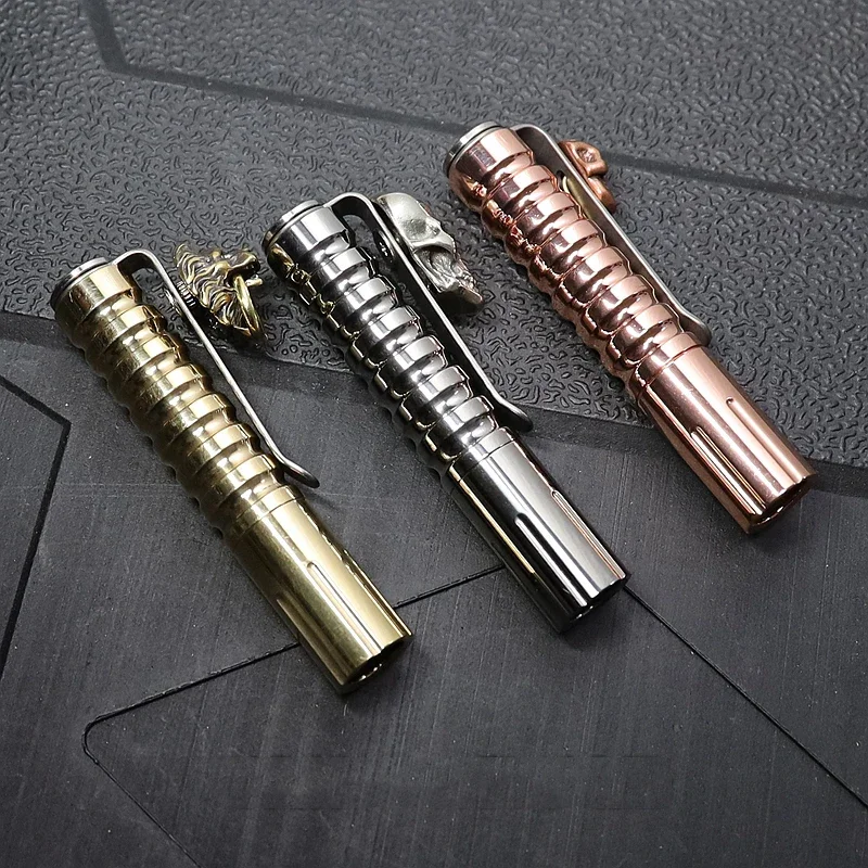 EDC Titanium Alloy Copper Brass Torch LED Flashlight Torch Pocket Light Outdoor Camping Light Use AAA