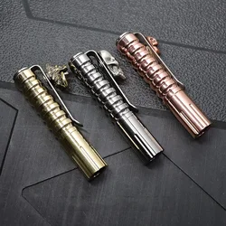 EDC Titanium Alloy Copper Brass Torch LED Flashlight Torch Pocket Light Outdoor Camping Light Use AAA