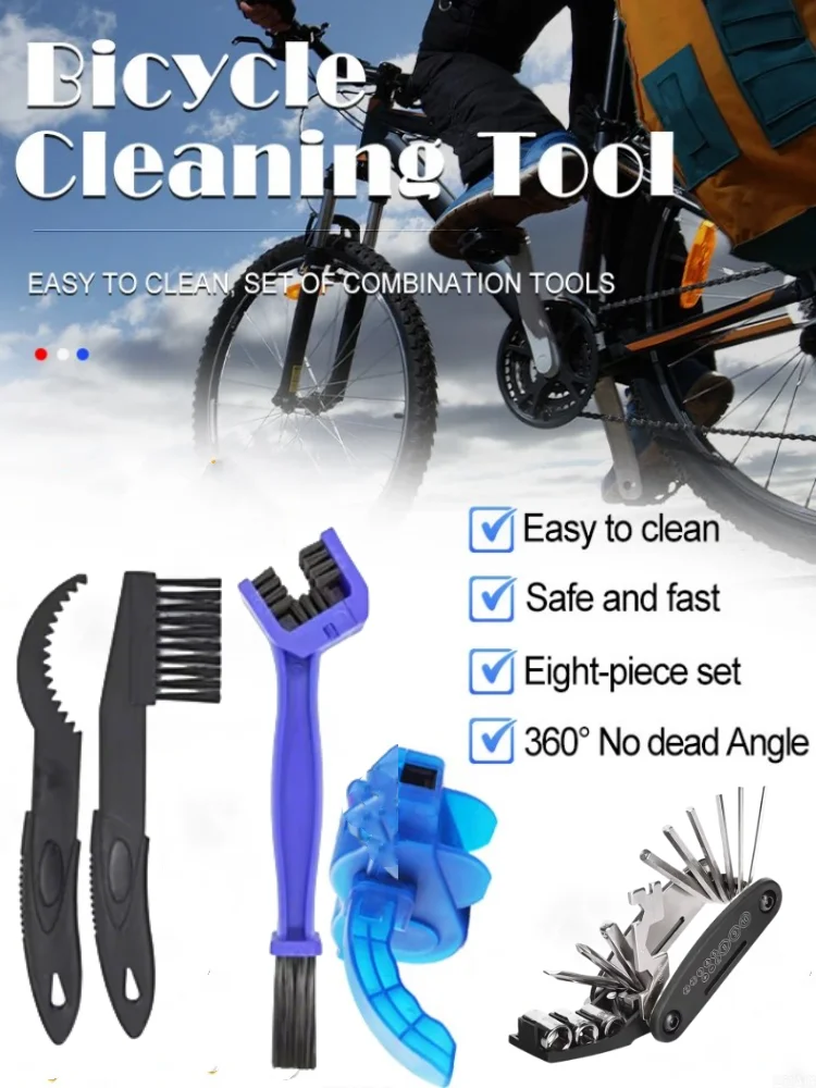 

5pcs Bicycle Chain Clean+repair tools Brush Cleaner Bicycle Chains Gear 16 in 1 Portable Bicycle Repair Tools Kit Hex