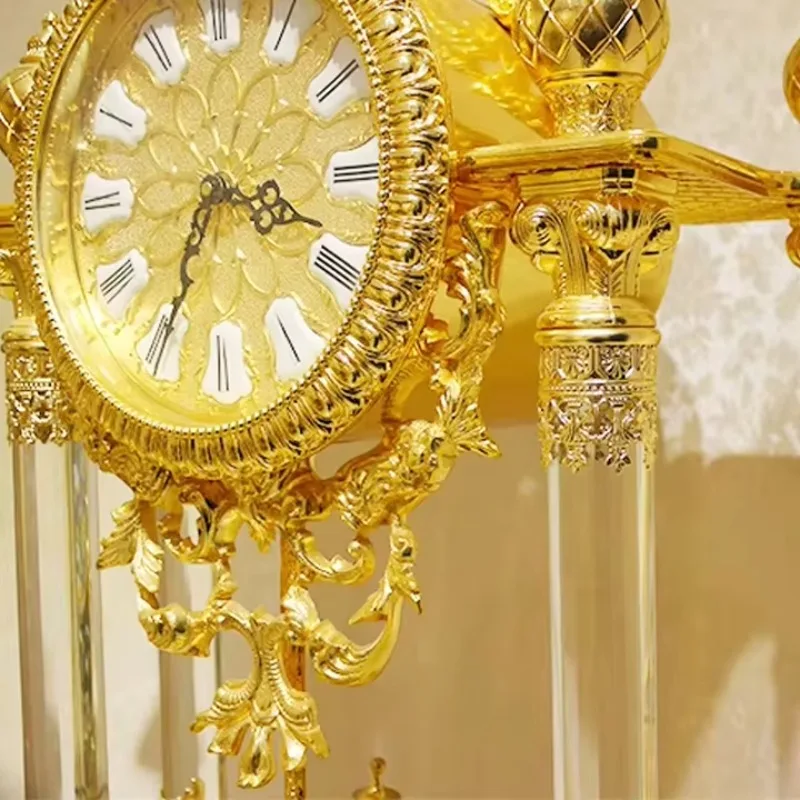 Bell Gold Bronze Black Crystal Luxury Antique Floor Antique Royal Clock Floor
