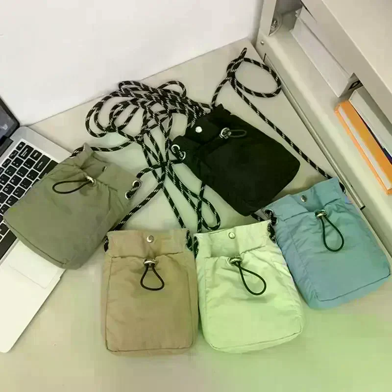 Fotografia 4: Bolsa Transversal de Nylon Macia, Mini Carteira para Celular, Bolsa de Ombro Quadrada Multifuncional, Bolsa Transversal de Lona, Bolsa Carteiro