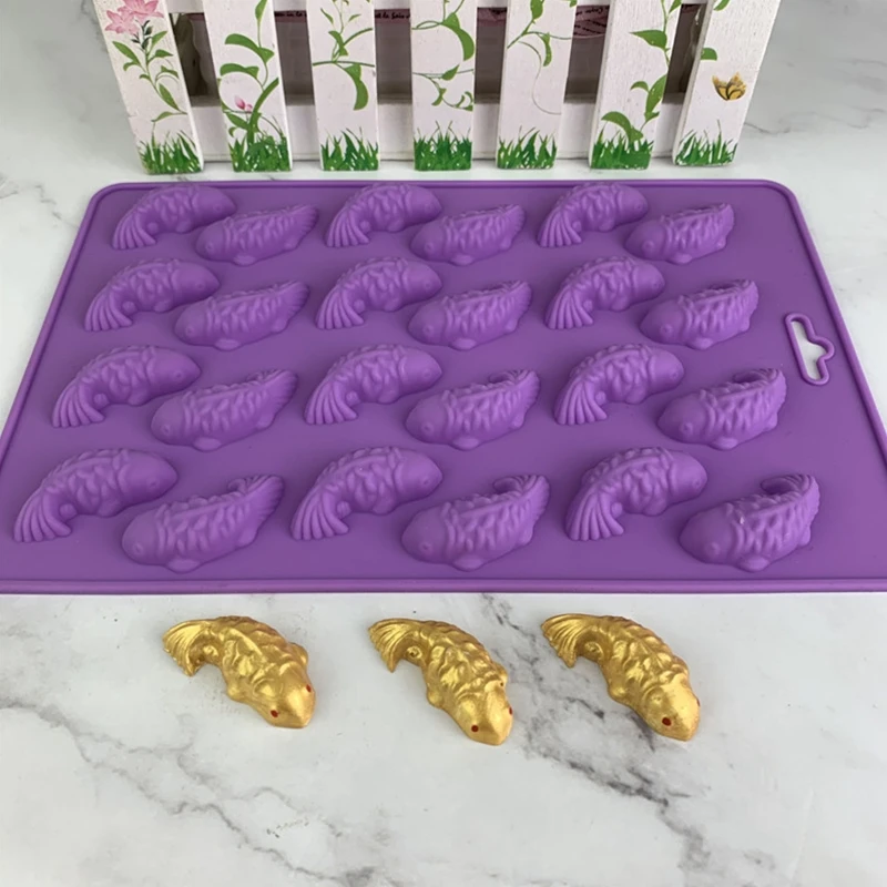 8 Cells/24 Cells Fondant Moulds Silicone Material Chocolate Candy Mould Birthday Party Cake Decoration Carp Shaped Molds