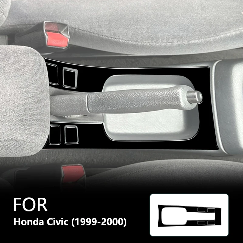 

For Honda Civic 1999 2000 Handbrake Panel Brand New ABS Gloss Black Safeguard Stickers Car Interior Accessories