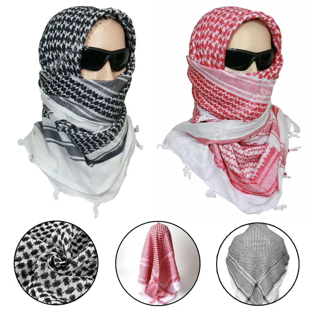 1Pcs Palestine Bandana Muslim Shemagh Scarf Multifunction Headwrap Square Neck Wrap Arabic Turban Hijab Ramadan Pray Caps