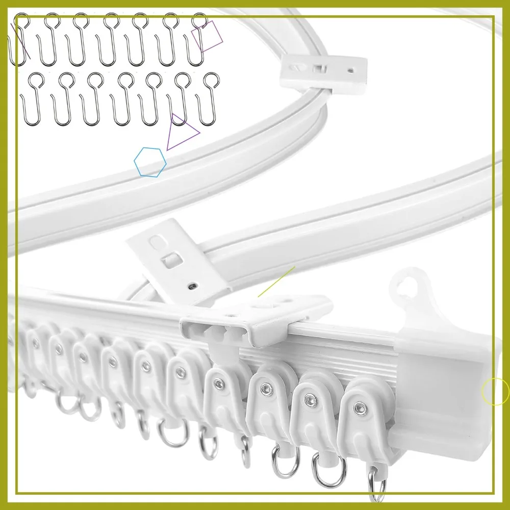

22.9ft Flexible Ceiling Curtain Track, Bendable Room Divider System, White