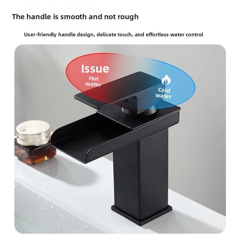 

Скандинавский смеситель для ванной комнаты с водопадом из бронзы — смеситель на палубе с одним отверстием и горячей/холодной водой для раковины на столешнице