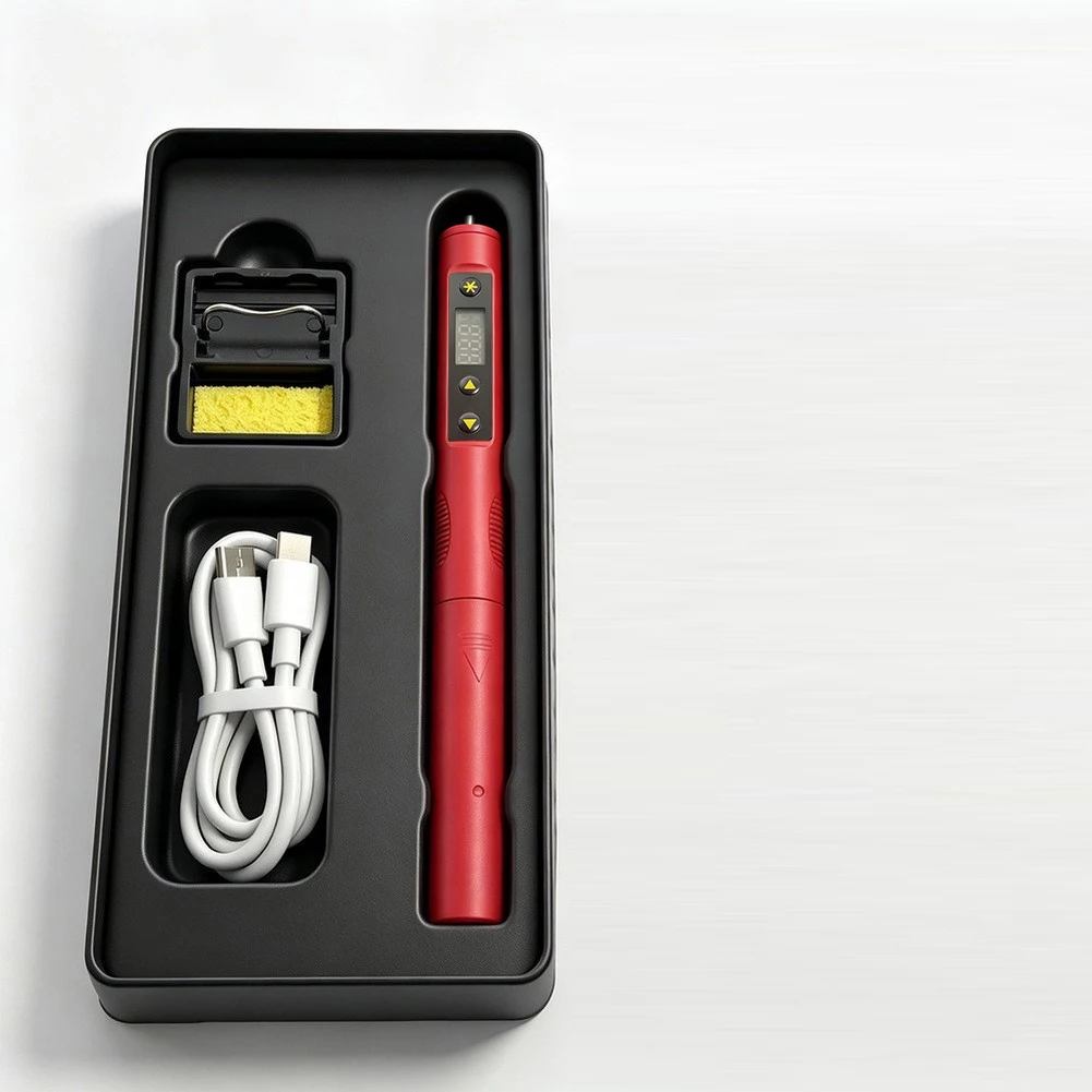 Portable USB Soldering Iron 65W Fast Heat Up in 8s Adjustable Temp 60-480C Digital Display for DIY Electronics Repair
