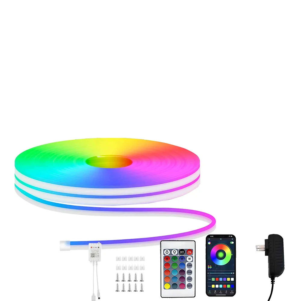 Tuya LED Rgb neon light strip 24V,outdoor waterproof path lighting rope lamp strip,5-30m festival decoration atmosphere lamp