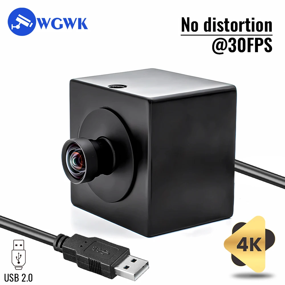 WGWK 4K 30FPS USB Camera 8MP Wide Angle No Distortion Lens H.265+ Sensor IMX415 Ultra HD Mini Industrial UVC Camera For Computer