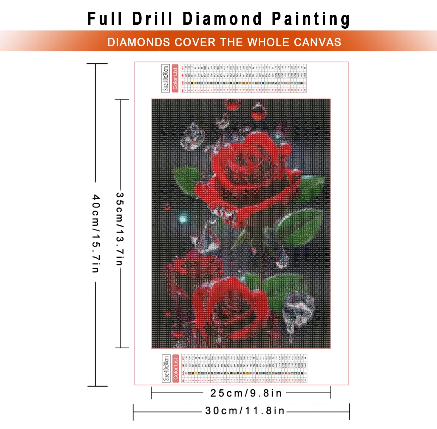 AZQSD Diamond Painting Rose Flower Cross Stitch Embroidery Floral Mosaic 30x40cm Full Square/Round Drill Picture Of Rhinestones