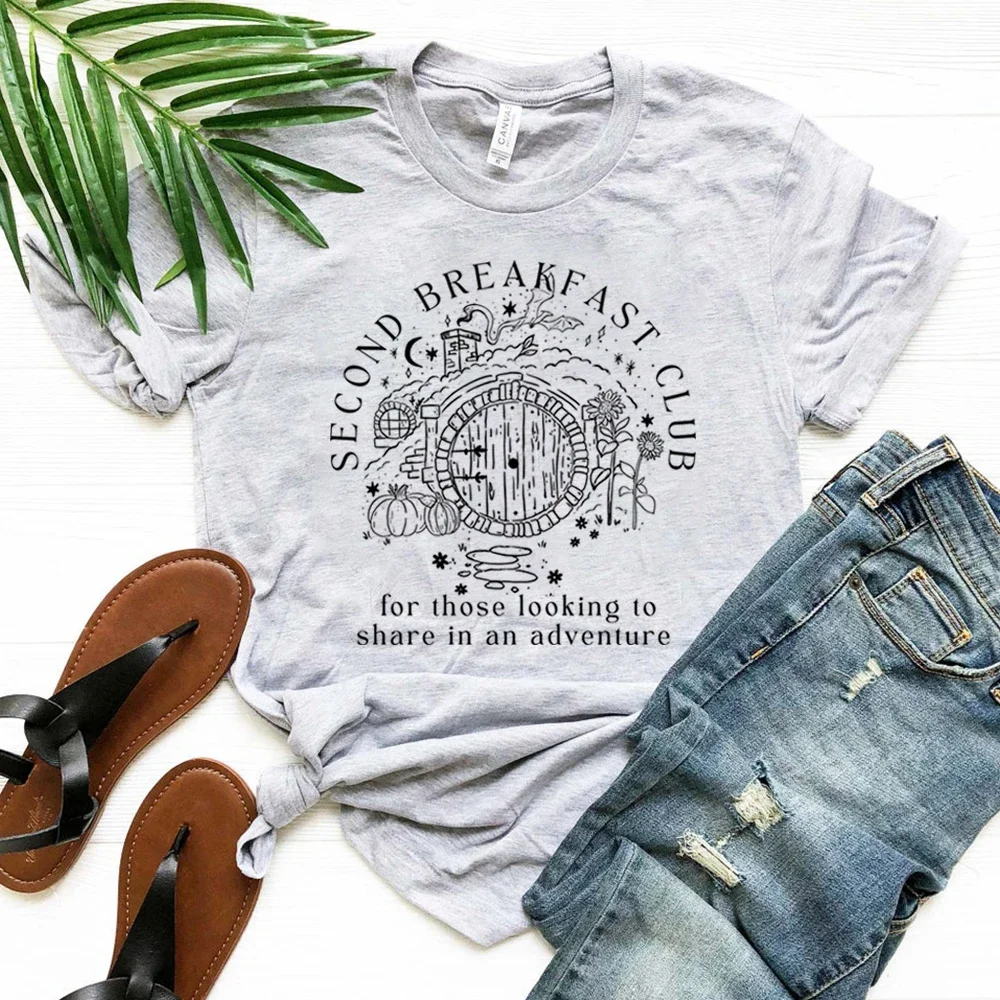 Second Breakfast Club Shirt LOTR The Shire T-shirt Literature Bookworm Tees Vintage Aesthetic Clothes Middle Earth Tshirt Tops