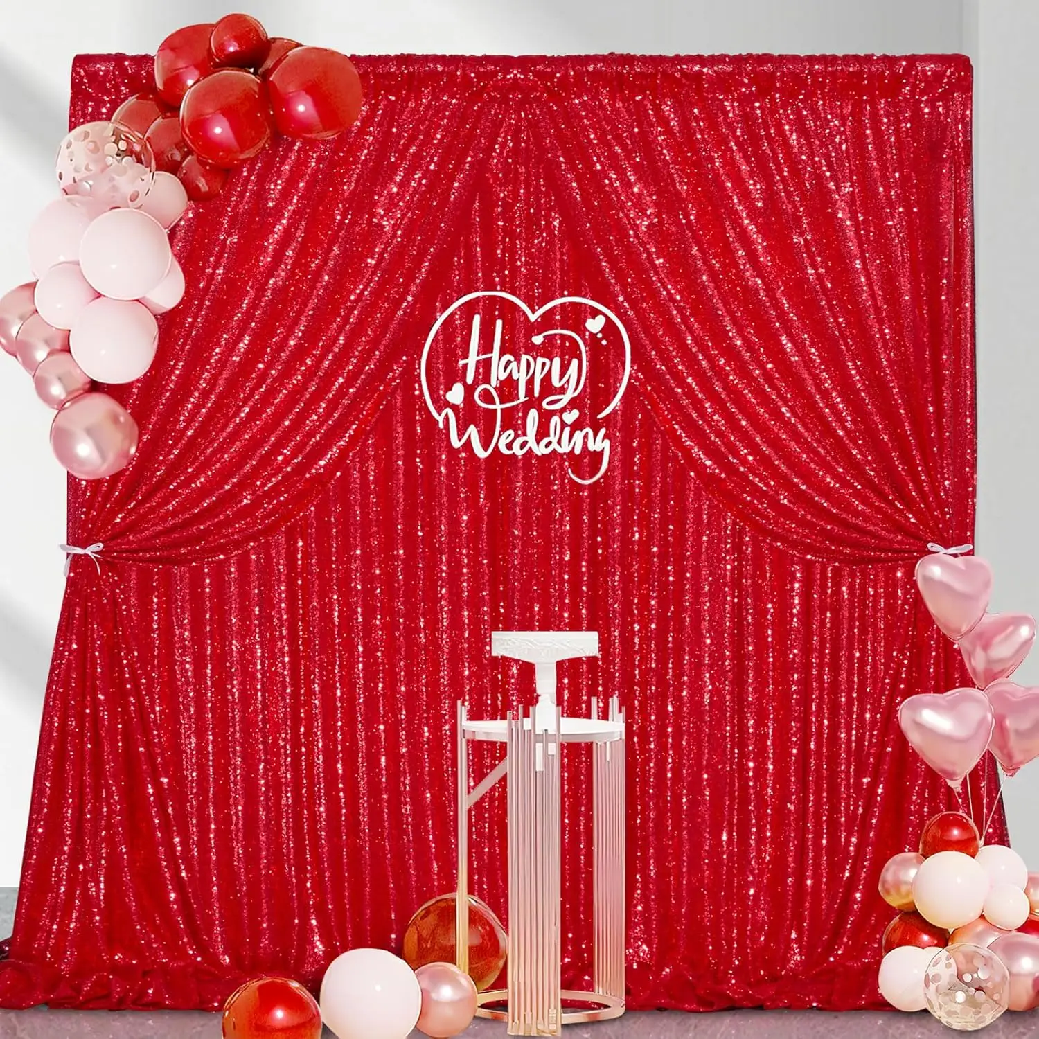 

Glitter Backdrop Red Sequin Curtain Backdrop Shimmer Photography Backdrop 4Pcs-4ftx8ft Photo Window Curtains for Birthday Party