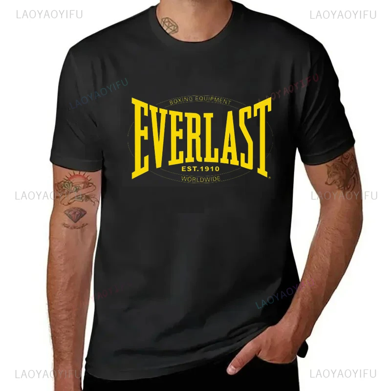 Leisure  Harajuku New Style Classic Everlast Logo Font Graphic Slim T Shirts Cool Summer Short Sleeve O-neck Streetwear Male Tee