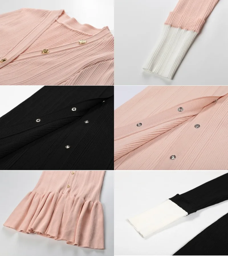 Autumn Korean Knitted Maxi Dress Women V Neck Long Sleelve Single Breasted Bodycon Dresses Office Lady Elegant Party Vestidos