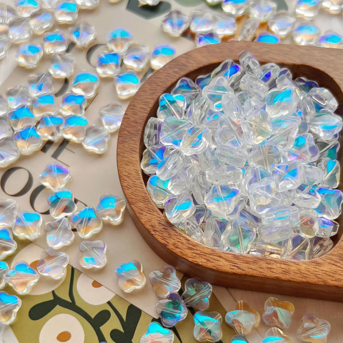 10 مللي متر أربع أوراق البرسيم الزجاج حبة ثقب مستقيم DIY بها بنفسك اليدوية لصنع المجوهرات سوار إكسسوارات عقد