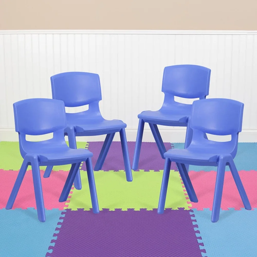 Flash Furniture-Lot de 4 chaises d'école empilables en plastique bleu, avec 15.5 sièges, recommandé