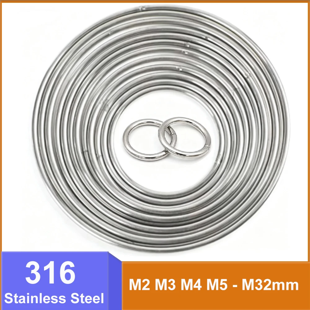 304 Stainless Steel Solid O-Ring Wire Diameter 3-10mm OD 20-100mm Welded Rust Resistant Iron Pet Fishing Net Hanging Rings