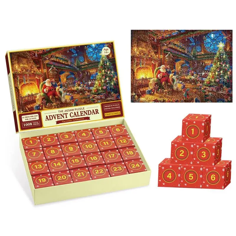 

Christmas Jigsaw Puzzles Advent Calendar Surprise Countdown Advent Calendar Festival Theme Festival Party Favor Gifts suppliess