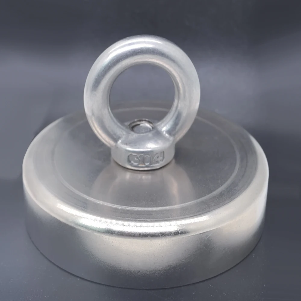 D16~D42mm Super Strong Neodymium Fishing Magnet N52 Heavy Duty Rare Earth Magnet with Countersunk Hole Eyebolt Salvage Magnetic