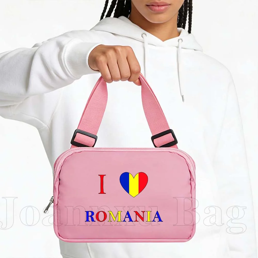 

Romania Country Heart Flag Mobile Waist Bag for Men Women Multifunctional Large Capacity Belt Fanny Pack Sports Waist Mobile Bag