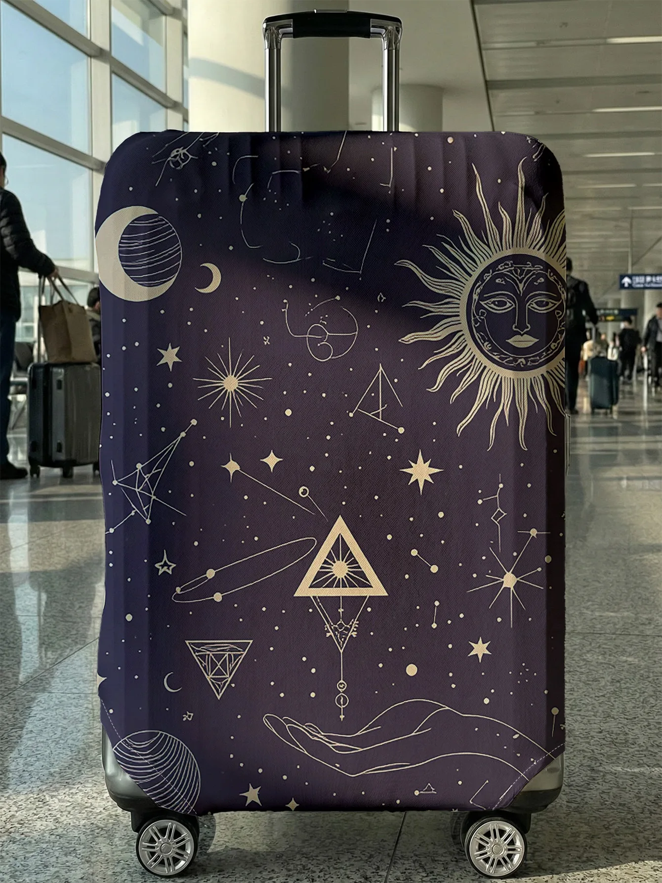 

Чехол для багажа с принтом «Солнце и Луна» (Астрология), подходит для чемоданов 18-32 дюймов, чехол-накладка на ручку чемодана, дорожные аксессуары
