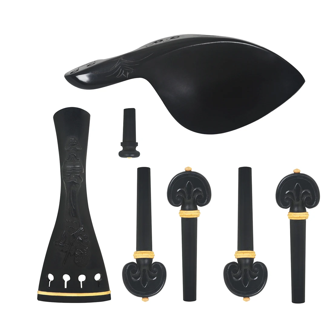 

Violin Accessories 7-Piece Set String Plate String Nail Tail Nail Shoulder Ebony Embossed Set Violin Parts & Accessories