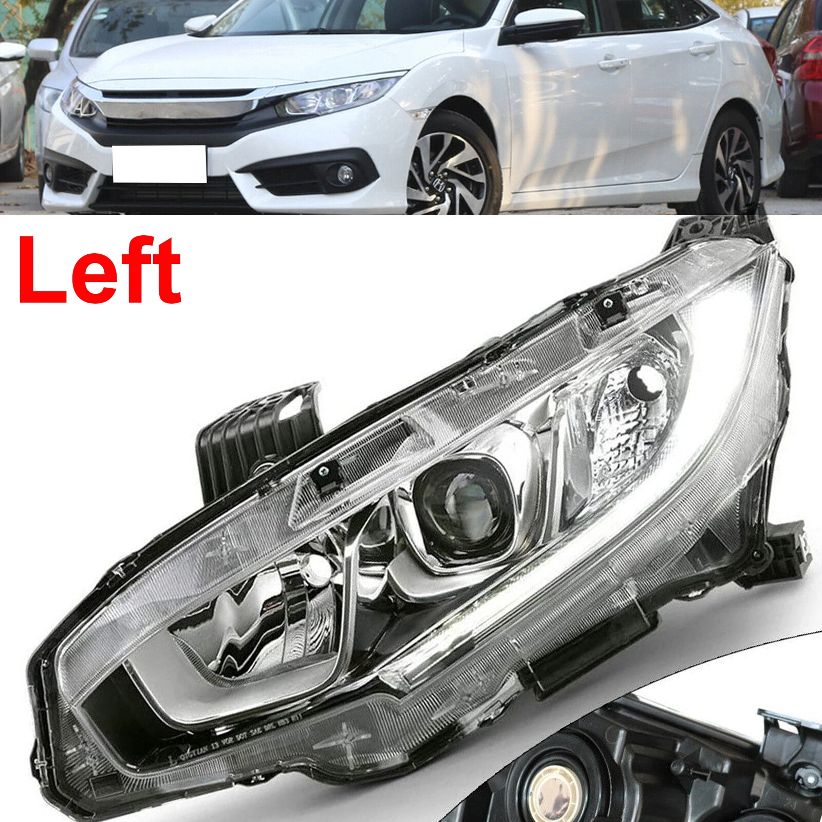 Car Halogen Model Projector Headlight Driver LH Side Headlamp 33150TBAA01 HO2502173 For 2016 2017 2018 Honda Civic