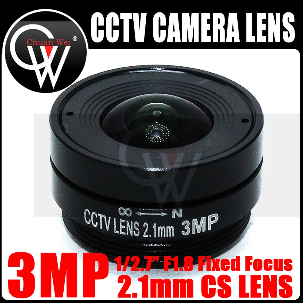 Obiektyw 3,0 megapiksela 2,1 mm z stałą przysłoną Obiektyw CCTV z mocowaniem CS Szeroki kąt widzenia 133 stopnie dla kamery CCTV 1/2,7" 3 MP