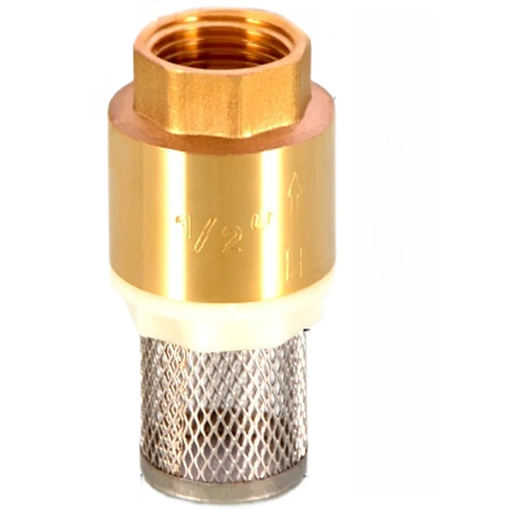 Brass 1 Inch Bottom Valve with Integrated Check Valve Action and Stainless Steel Mesh to Maintain Pump Efficiency