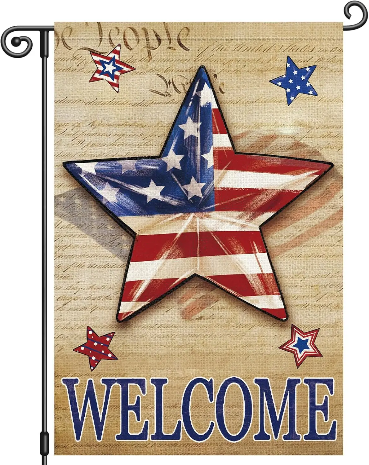 Heyfibro 4th of July Garden Flag 12x18 Inch Double Sided Welcome Independence Day Patriotic Garden Flag Red White Blue Star  AAS