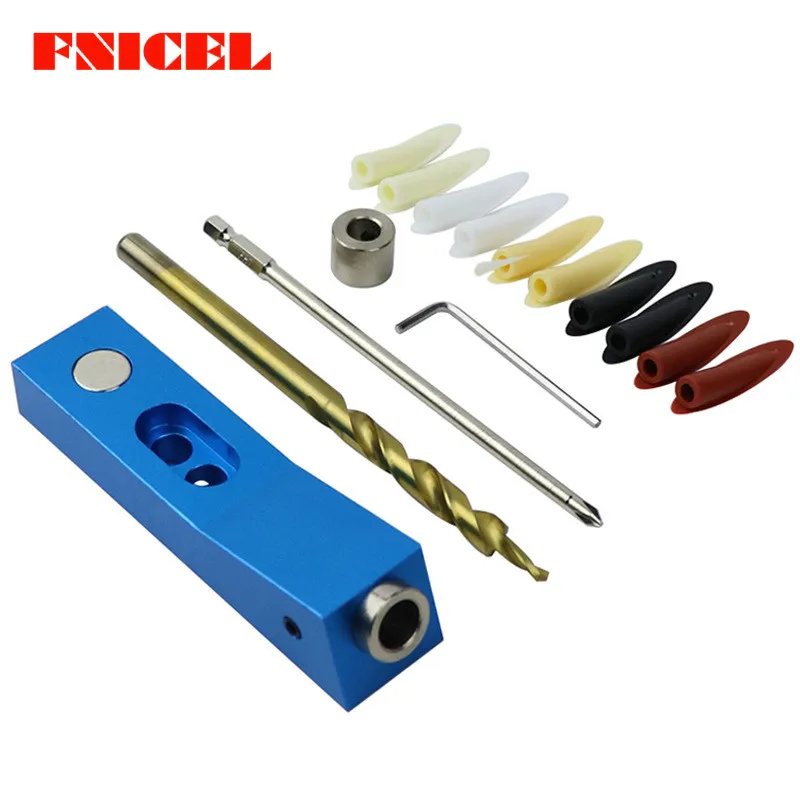 

Woodworking Pocket Hole Jig Kit Angle Drill Guide Set Puncher Locator Bit For DIY Carpentry Tools