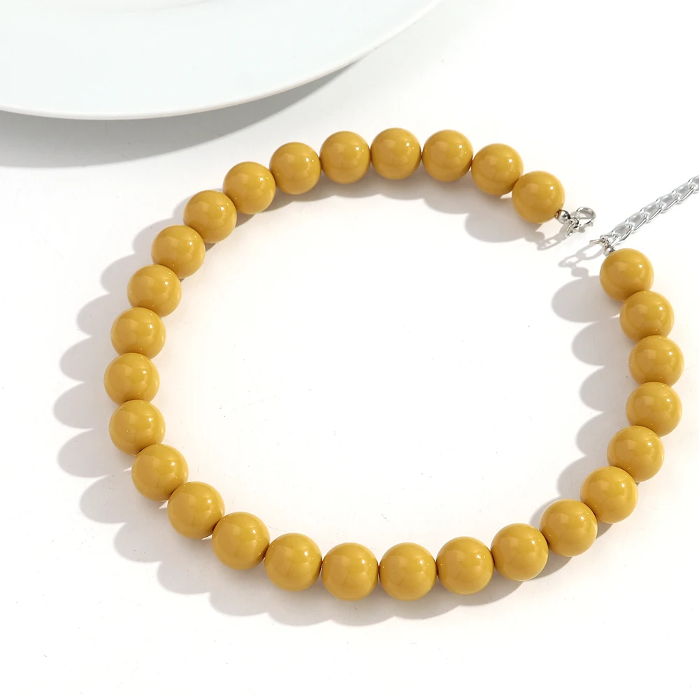 Boho Kleurrijke Acryl Grote Bal Kraal Ketting Trendy Handgemaakte Ronde Choker Kettingen voor Vrouwen Man Statement Sieraden Cadeau
